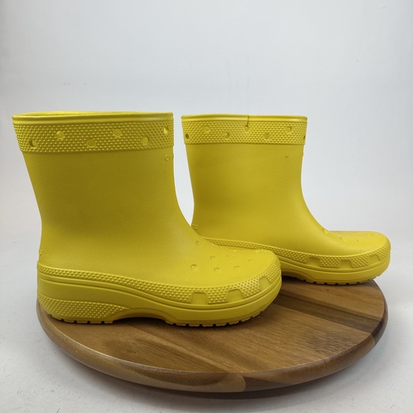 CROCS Shoes - Womens Crocs Classic Rain Ankle Boots Yellow Rubber Waterproof Size 9 M GUC